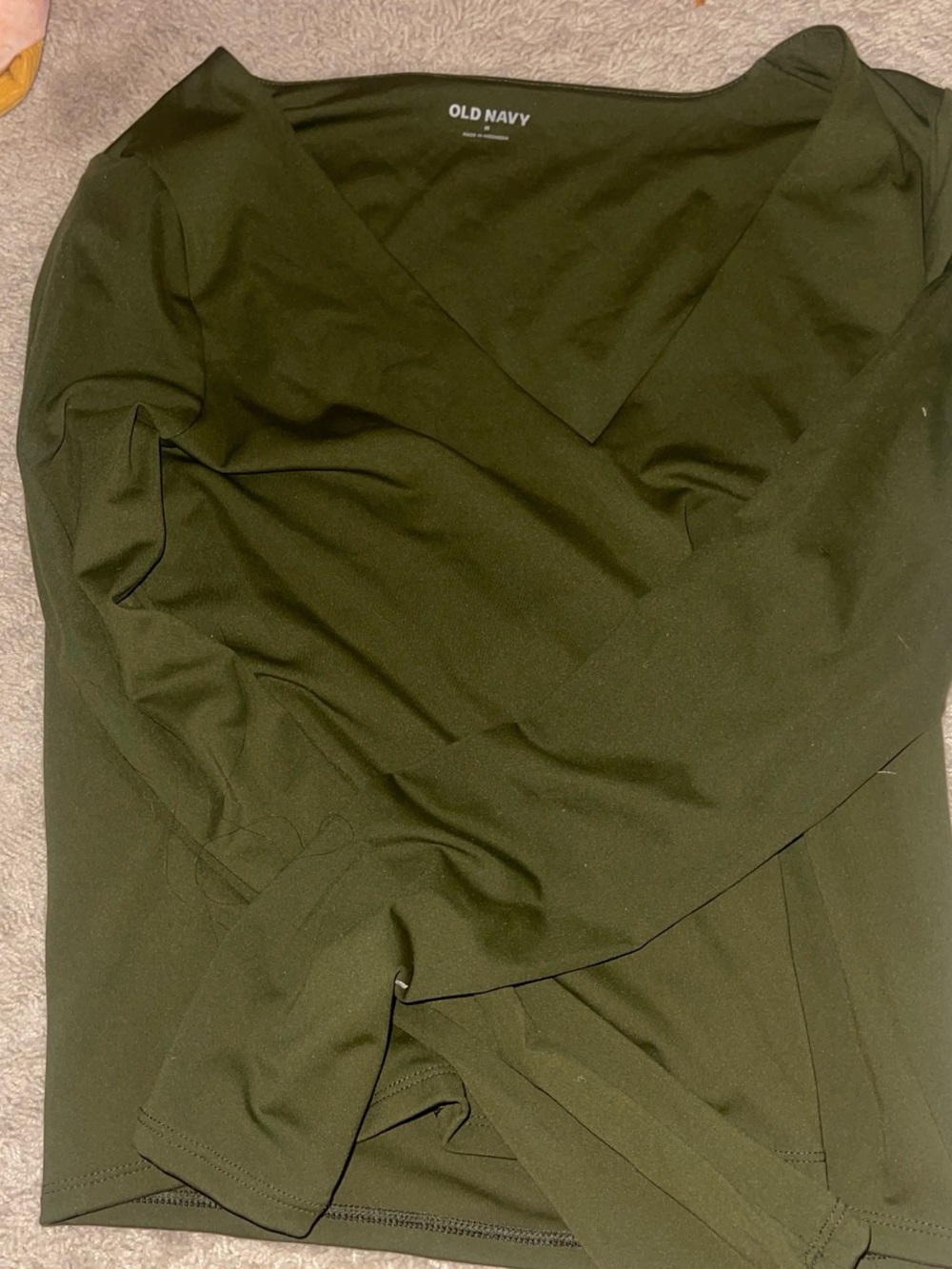Old Navy Olive Green V-Neck Top - Wrap Style